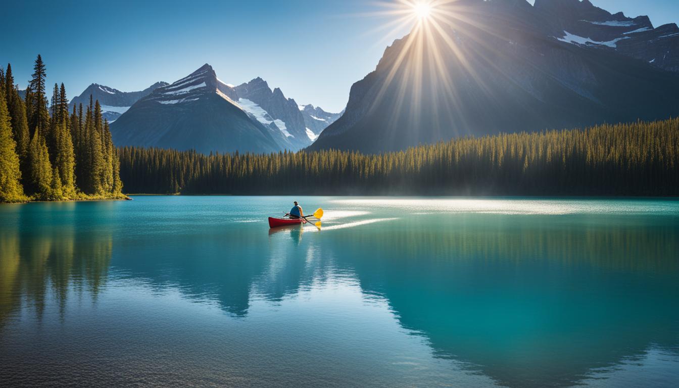 Canoeing on Maligne Lake