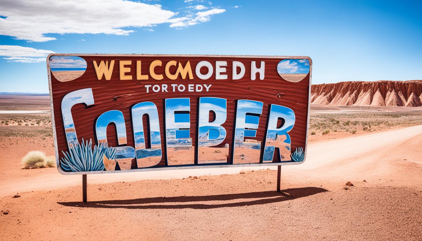 Welcome to Coober Pedy sign