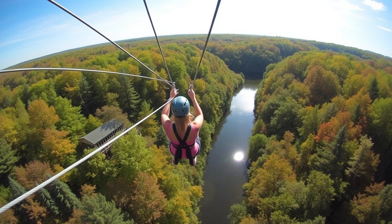 Ziplining over the Little Miami River