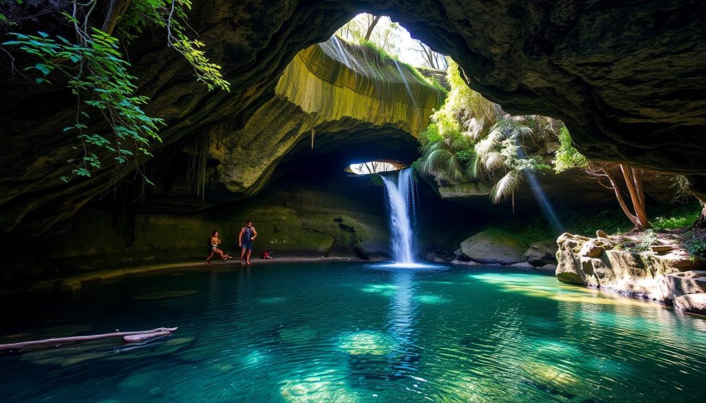 Natural Bridge Waterfall Formation