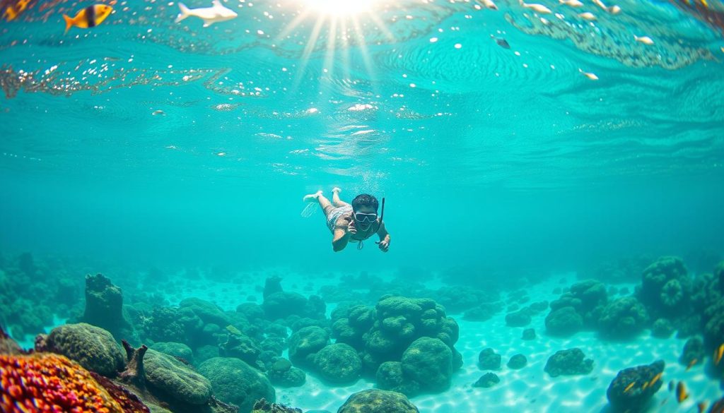 Snorkeling at Les Salines Beach