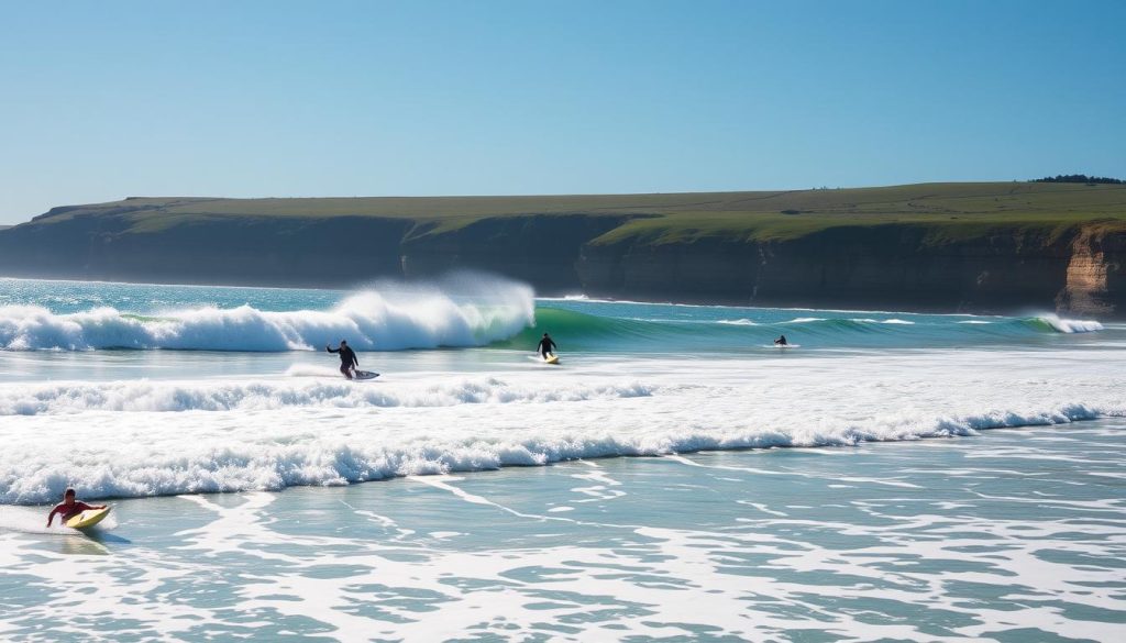 Surfing at Bells Beach