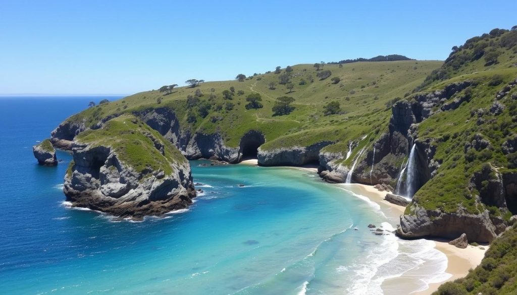 Waterfall Bay coastal landscape in Tasmania