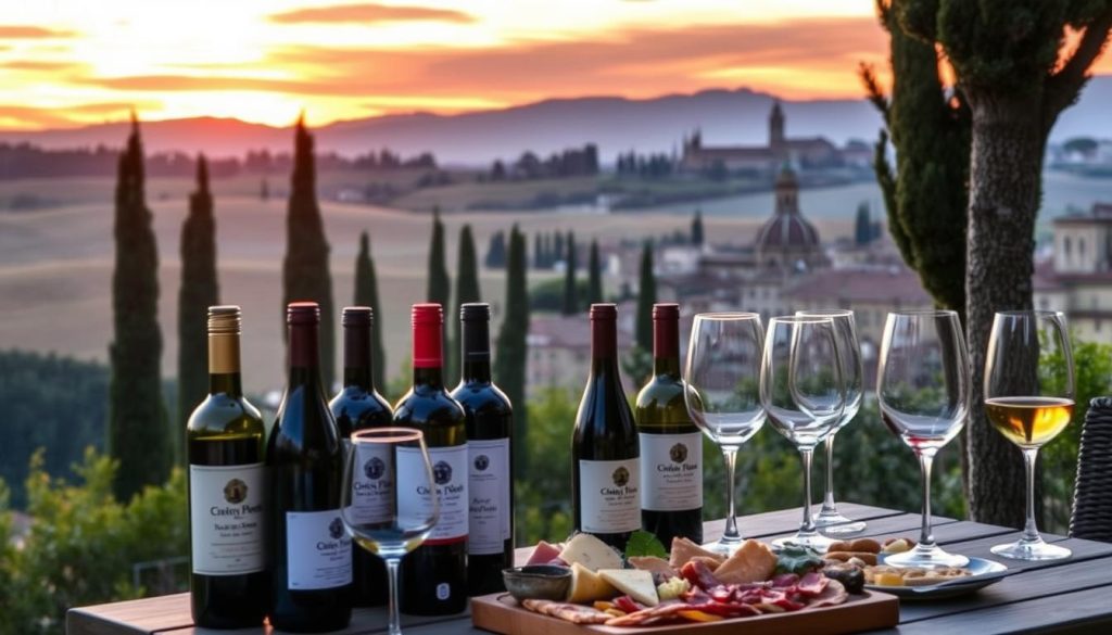 Chianti wine tasting at sunset