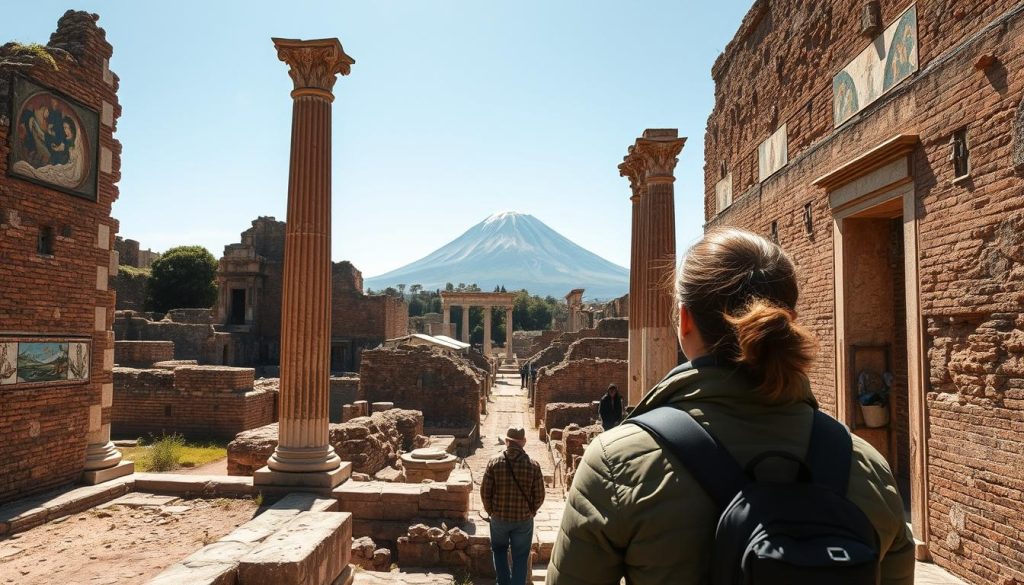 Exploring Pompeii ruins