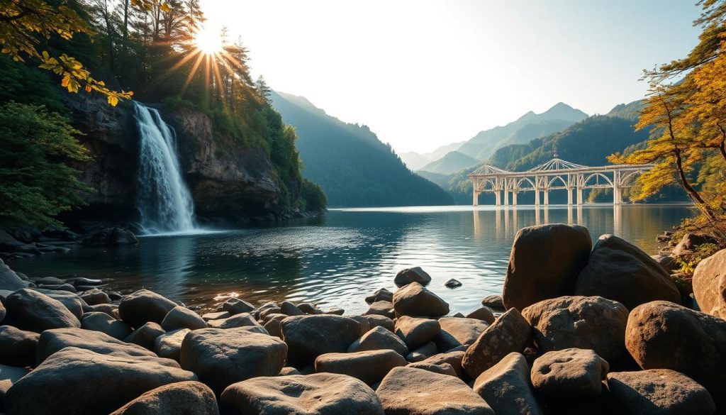 Kegon Falls and Chuzenji Lake view