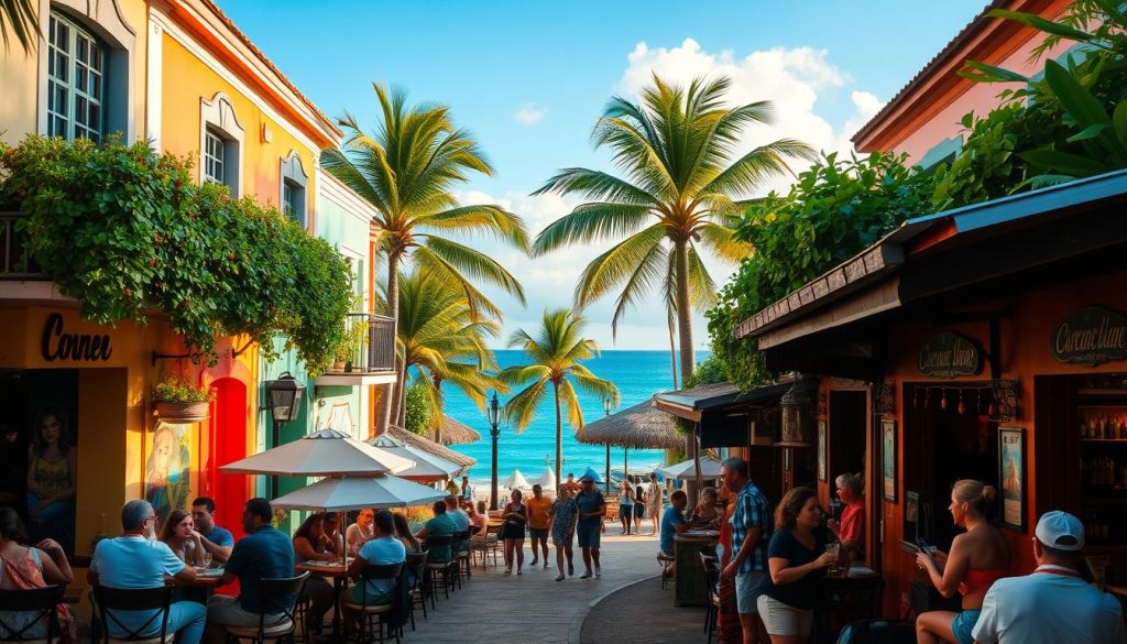 Local dining and nightlife in Caribbean village