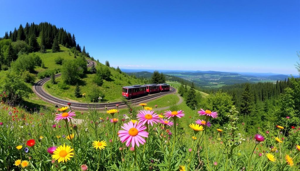 Merkur Mountain Funicular Railway in Black Forest