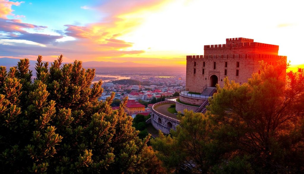 Skopje Fortress at sunset