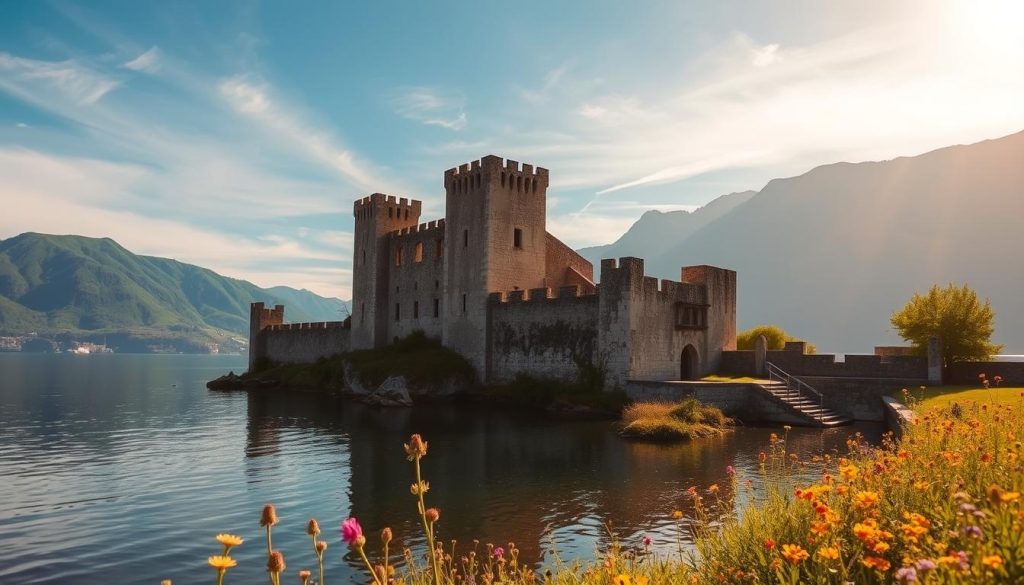 castle ruins in lake garda