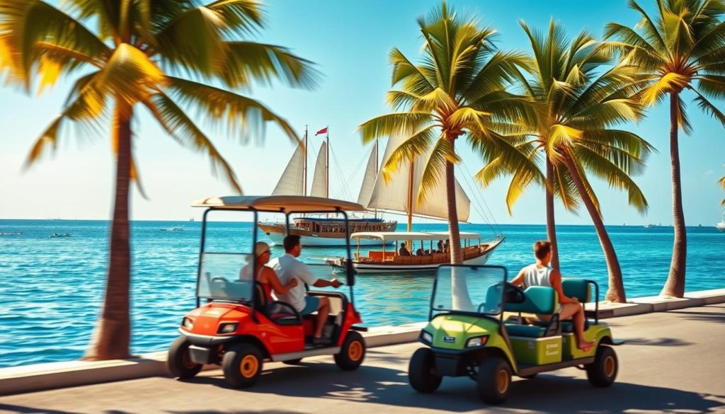 ferry and golf cart transportation in Holbox