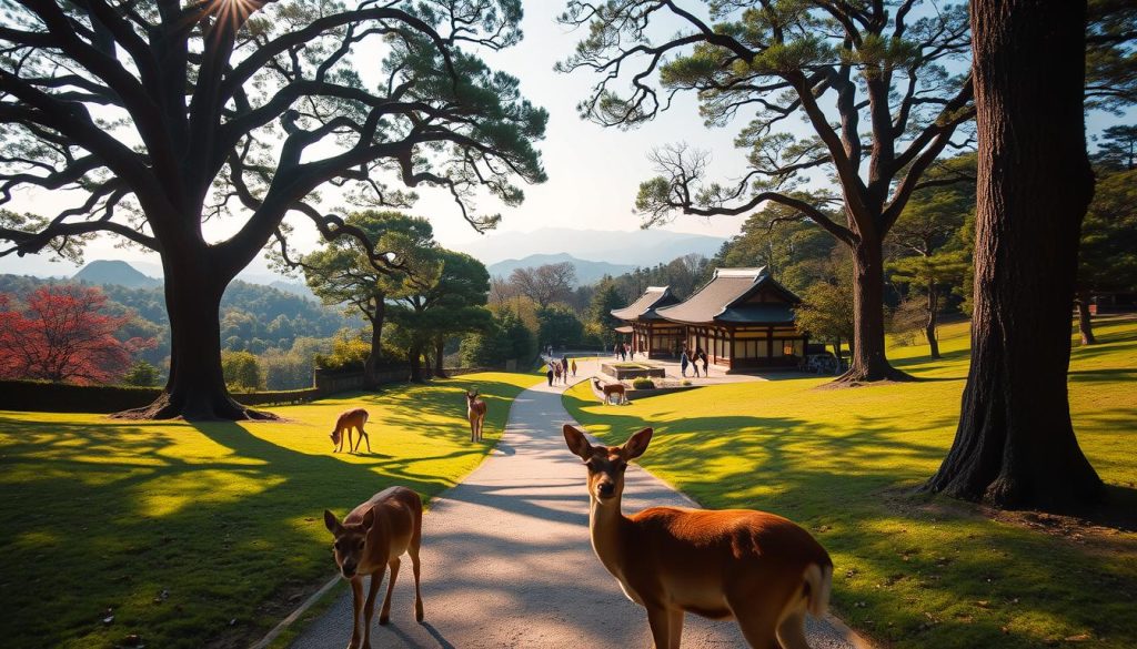 nara park deer and scenic paths