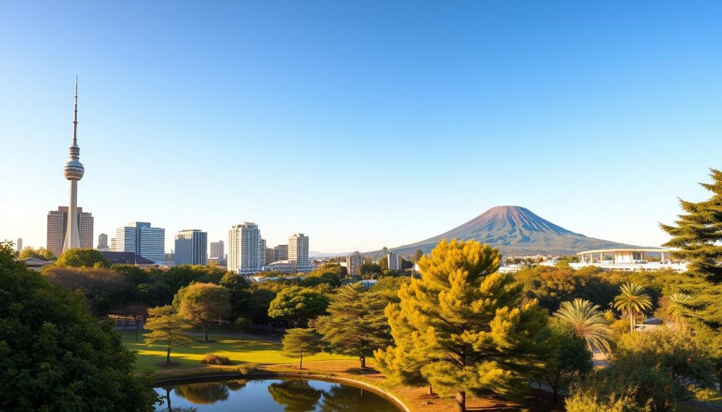 park and city views in Kagoshima