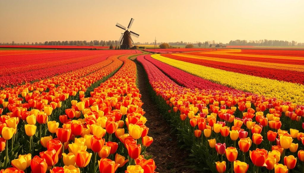 tulip fields in April