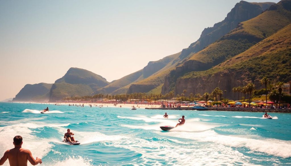 water sports in a coastal location