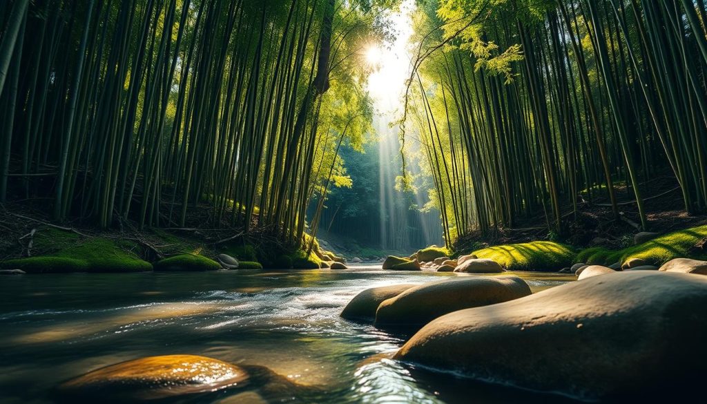 bamboo forest and stream