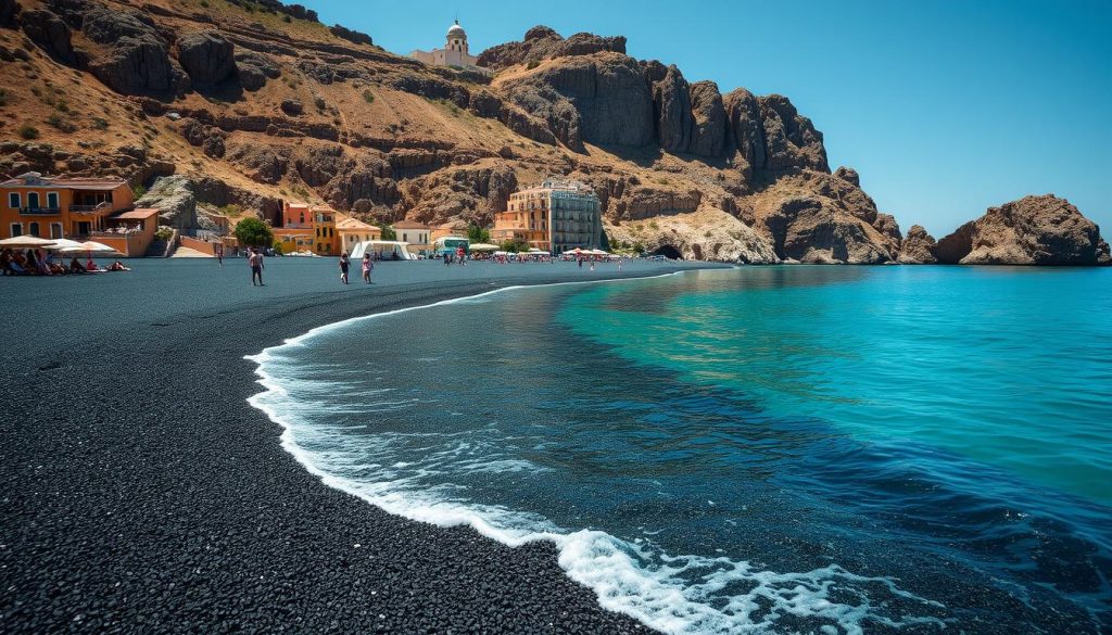 black sand beach