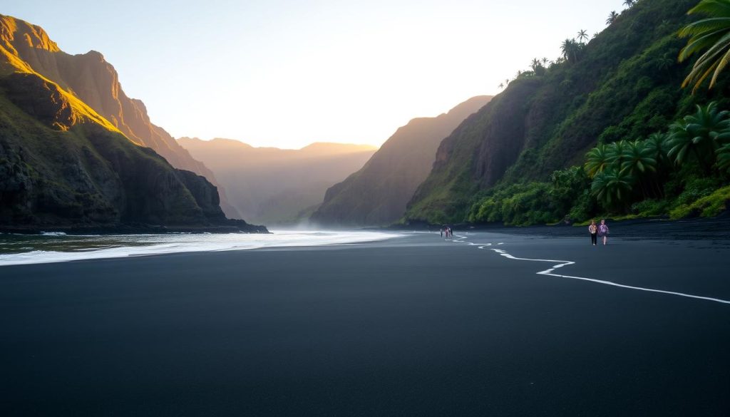 black sand beach