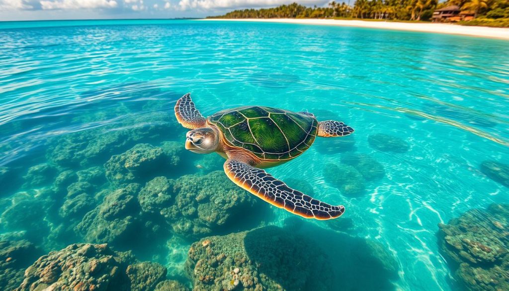 green sea turtle at Laniakea Beach