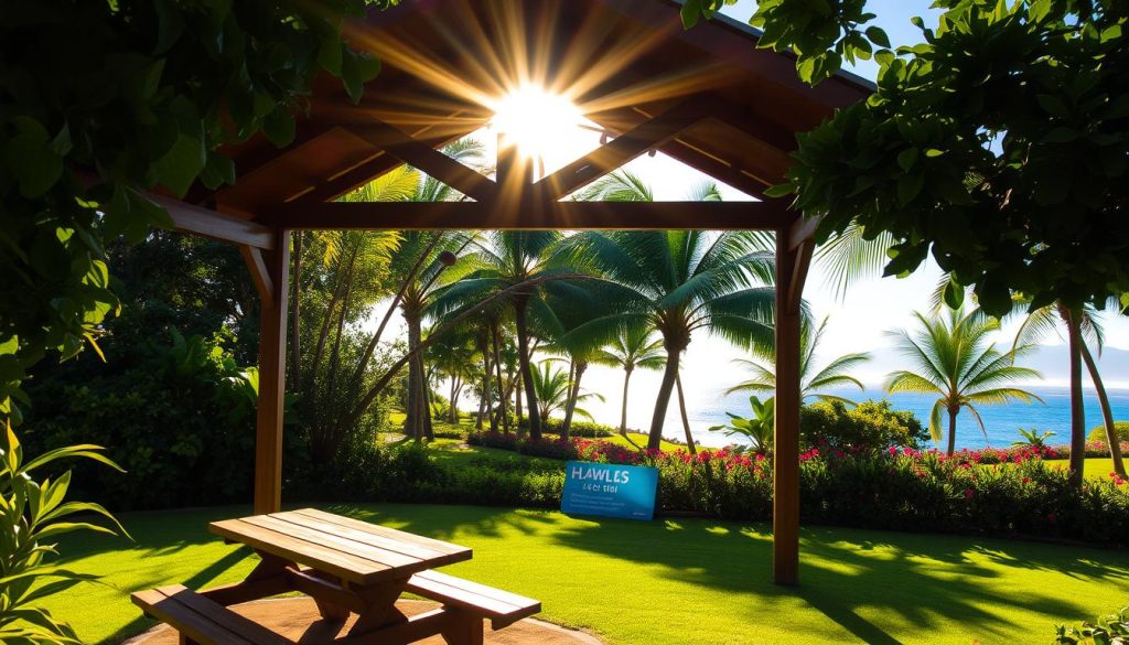 picnic table and pavilion