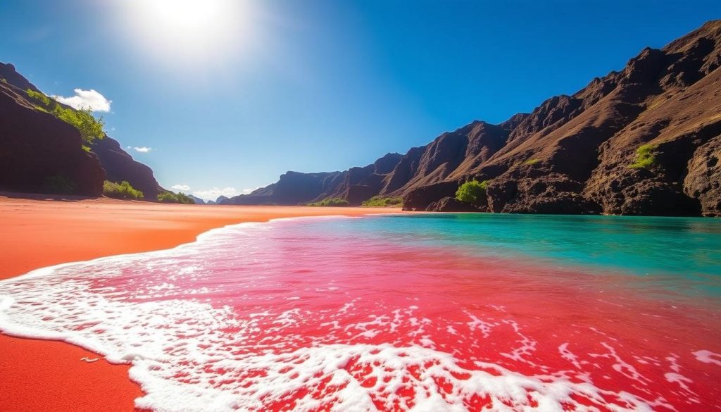 red sand beach