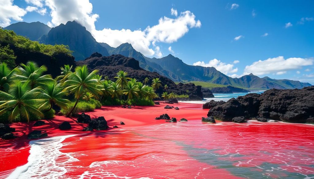 red sand beach