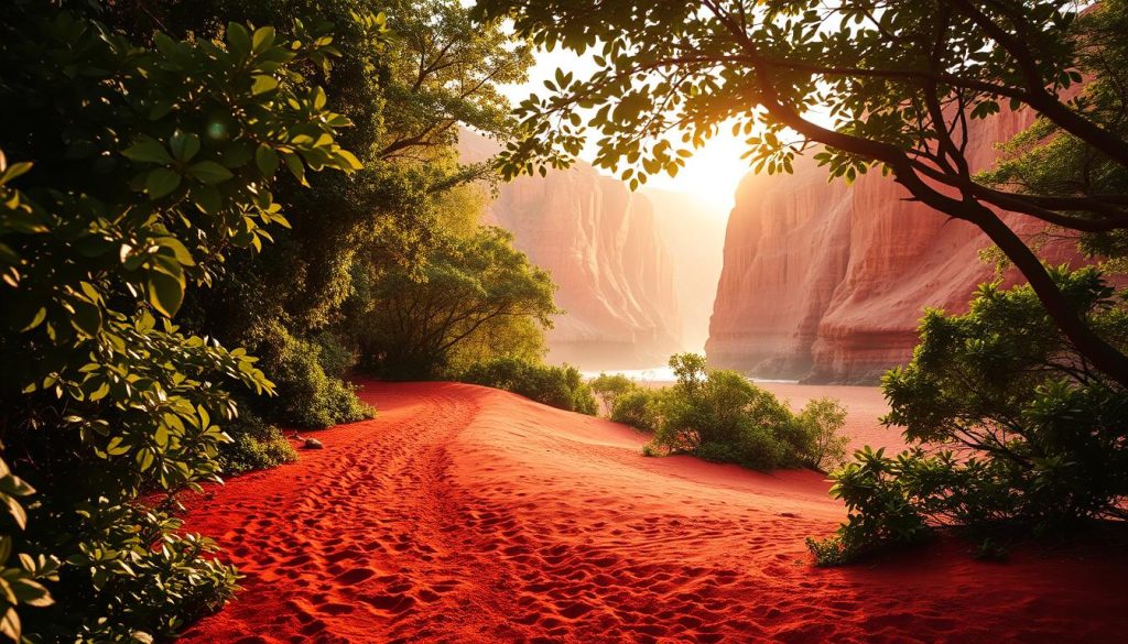 red sand beach trail