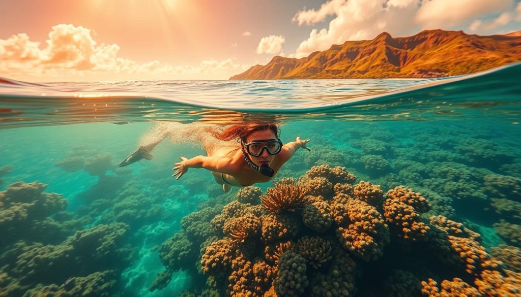 snorkeling in the ocean