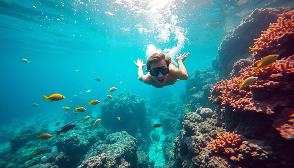 snorkeling in vibrant coral reefs