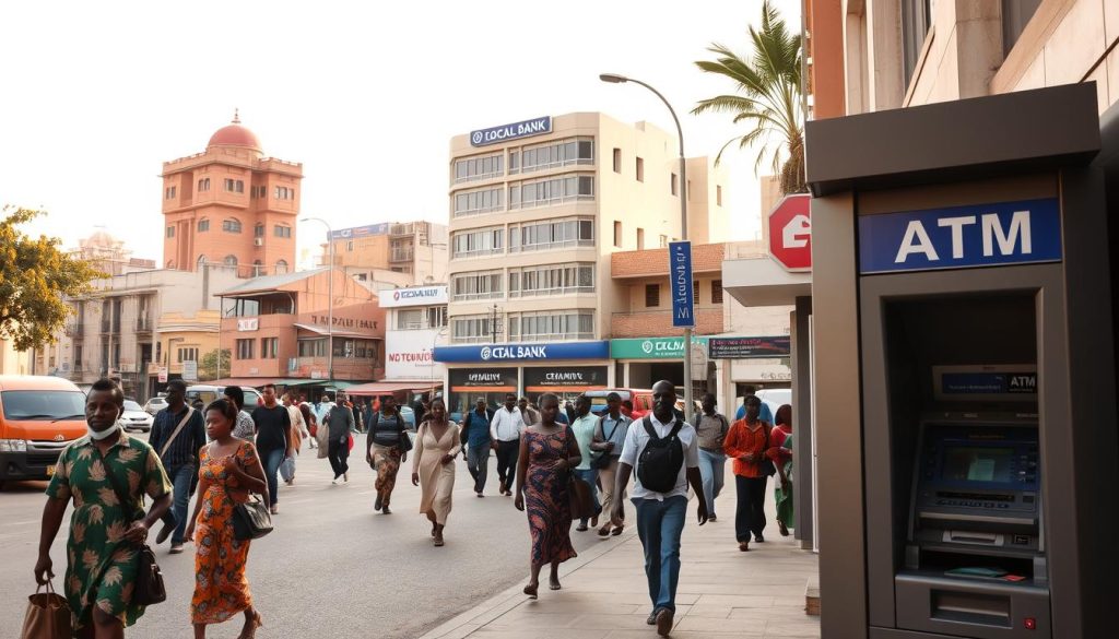using atms and local banking services
