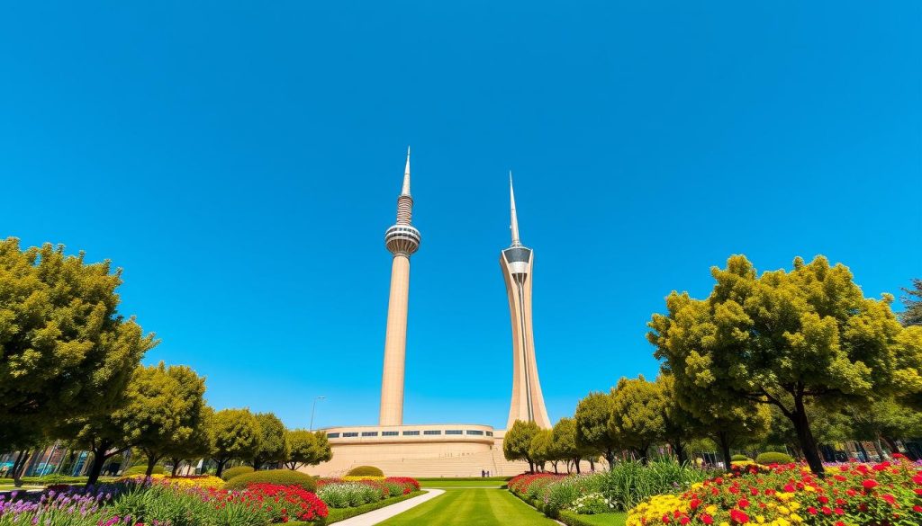 Azadi Tower and Milad Tower in Tehran