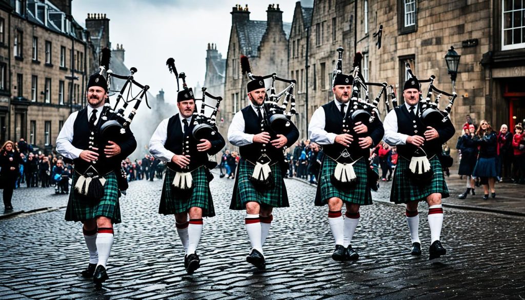 Bagpipers in Edinburgh