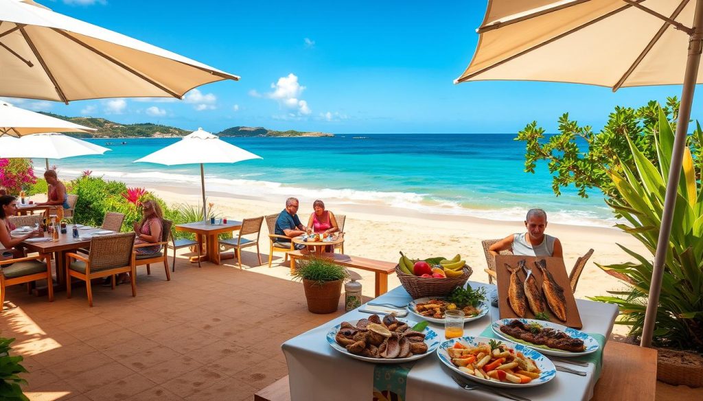 Beachfront dining in Guadeloupe