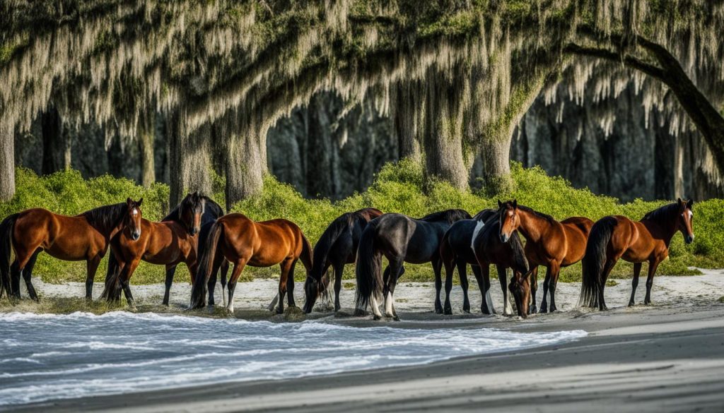 Feral horses on Cumberland Island