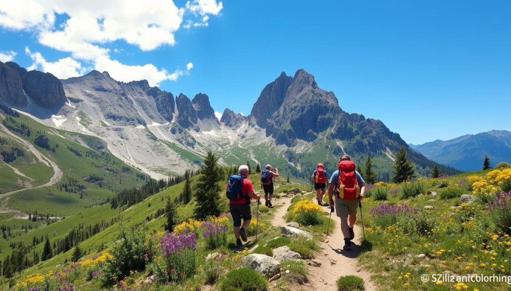 Hikers on Beehive Basin Trail