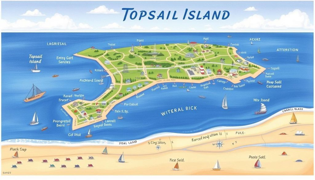 Map of Topsail Island and nearby towns