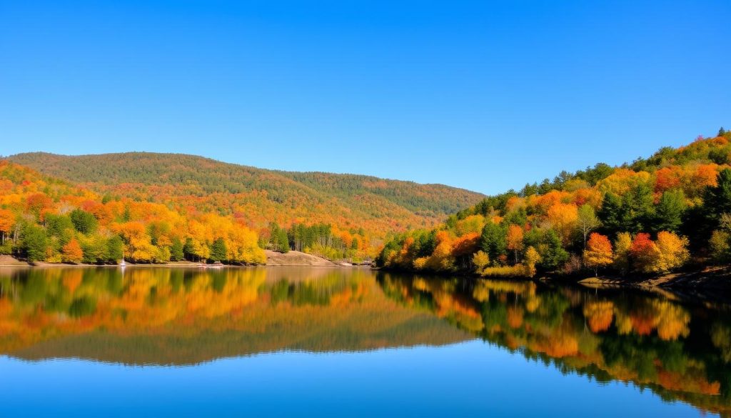 Scenic view of Devils Fork State Park