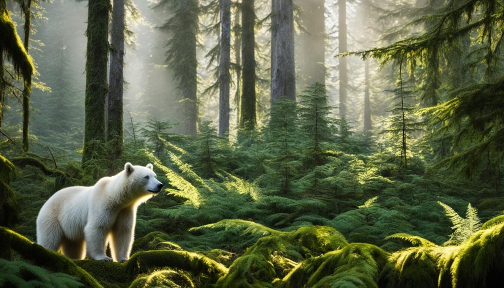 Spirit bear in Great Bear Rainforest