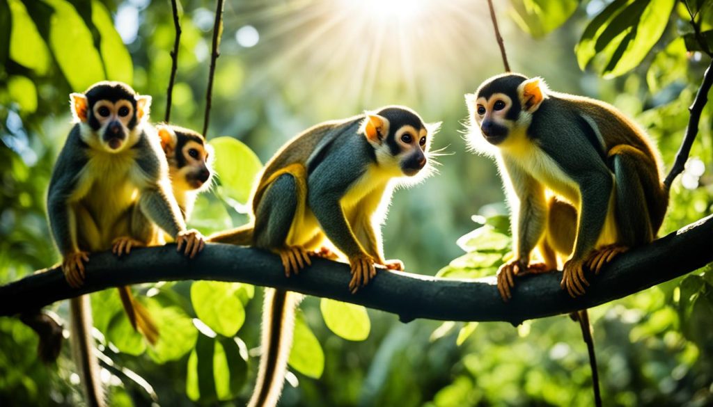 Squirrel monkeys on Ilet la Mère