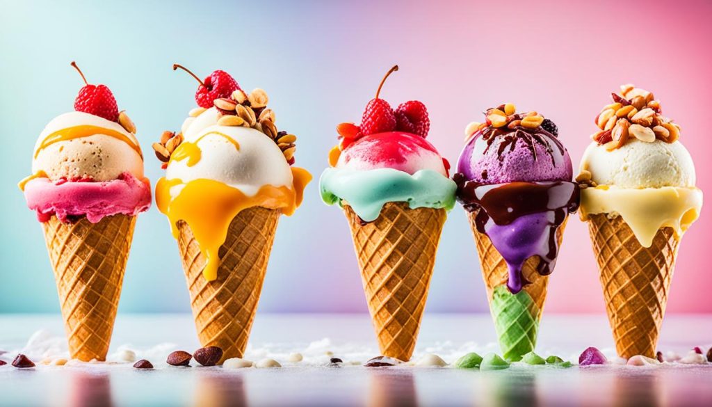 Variety of ice cream flavors