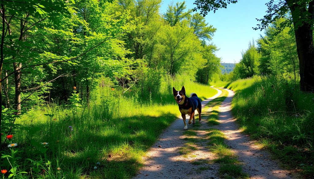 dogs on a trail