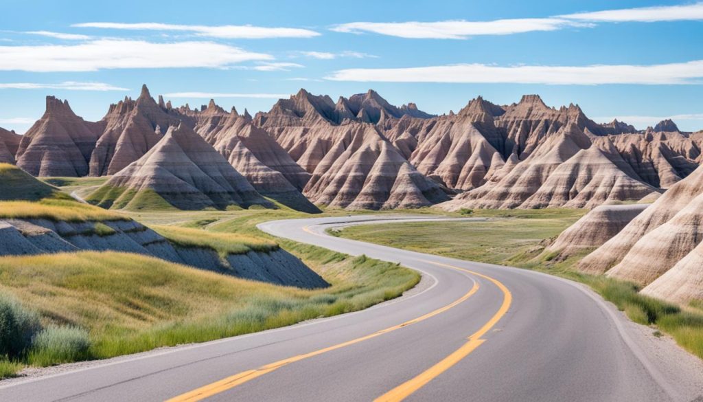 scenic drive through badlands