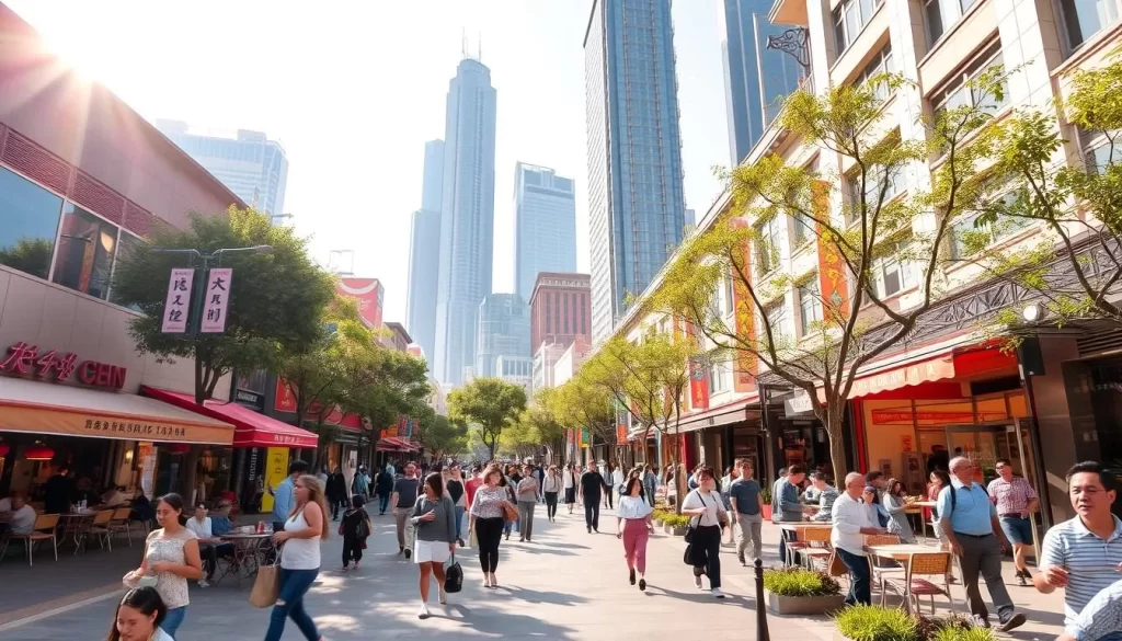 bustling shopping street