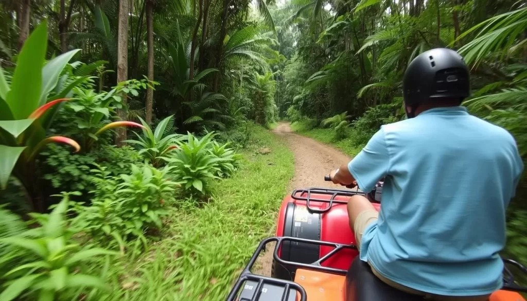 ATV riding through a dense jungle in Bocas del Toro