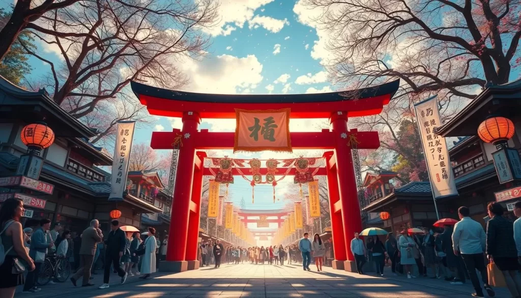 An image of Hie Shrine's Sanno torii gate during the Sanno Festival