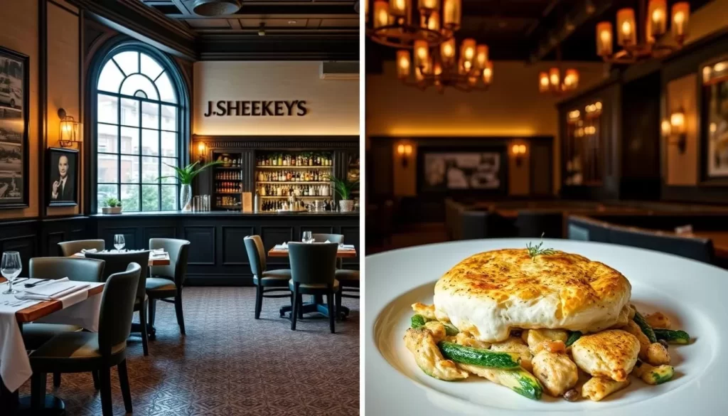 An image of J Sheekey's restaurant interior or its famous fish pie dish.