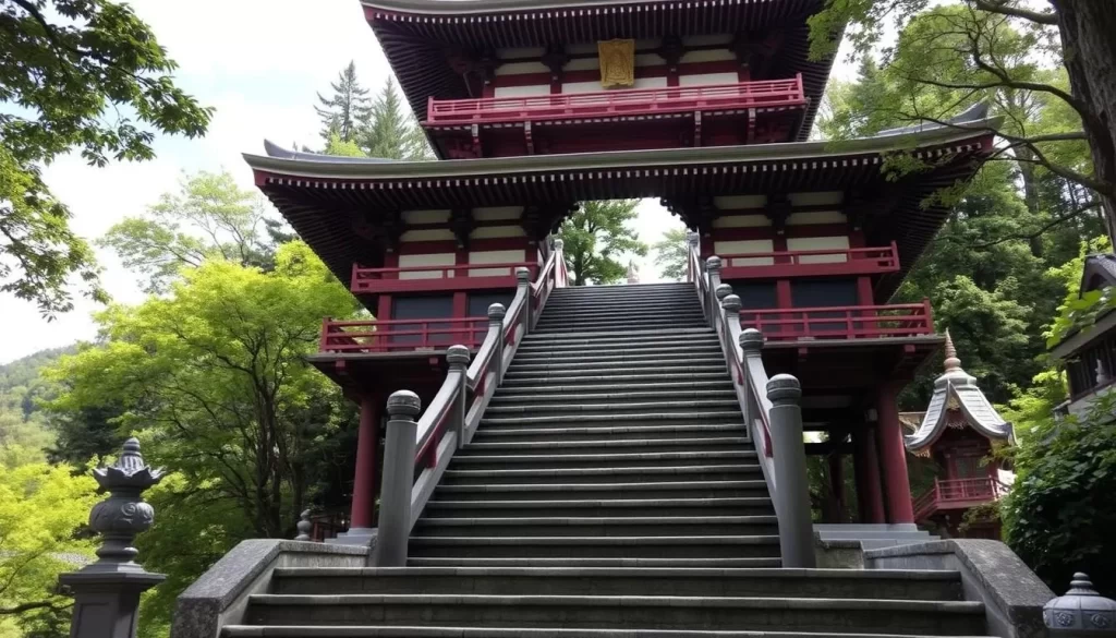 An image of Kimii-dera Temple's stairway to enlightenment.
