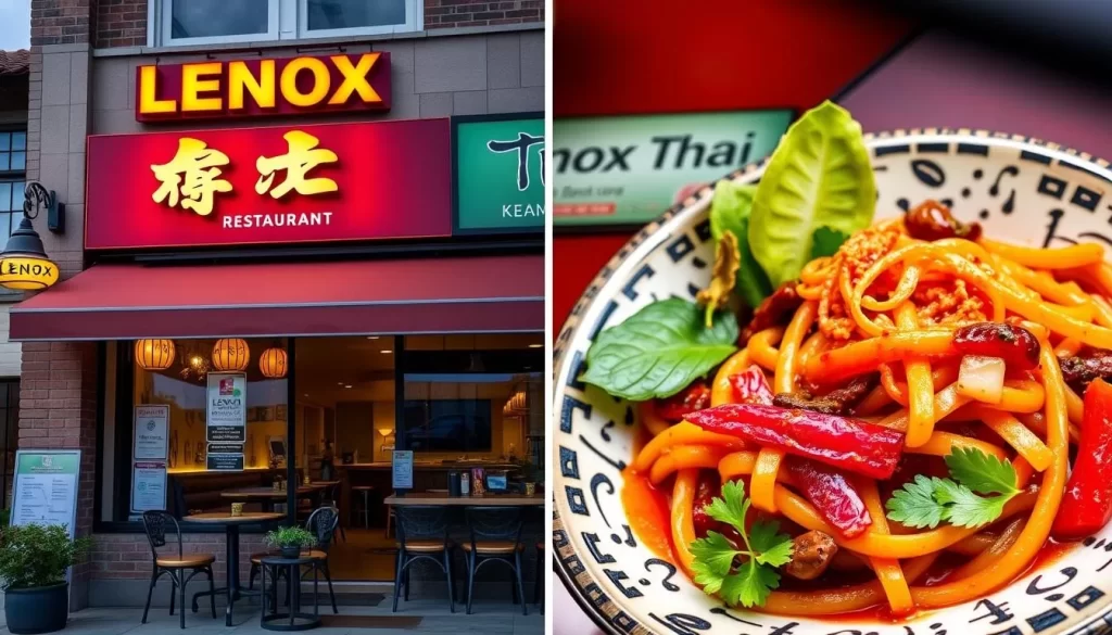 An image of Lenox Thai restaurant's exterior or a popular dish served there