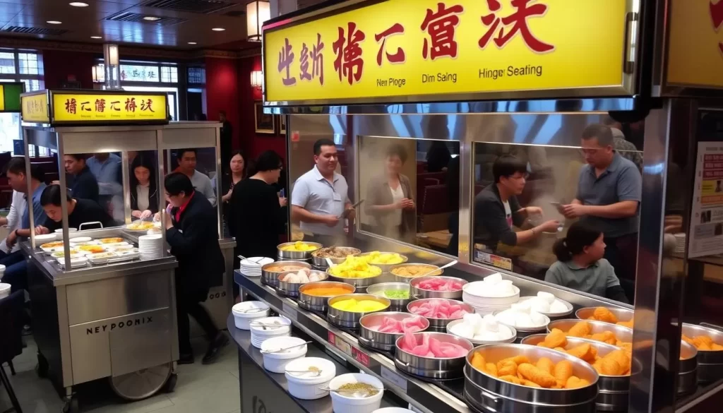 An image of New Phoenix Seafood Restaurant's dim sum carts
