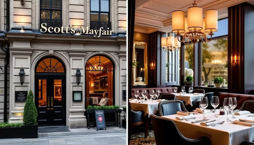 An image of Scott's Mayfair restaurant exterior or its elegant dining area.